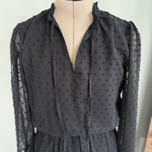 Black Tiered Ruffle Mini Dress Size Small - Picture 4 of 10